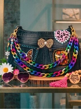 OOAK The Groovy Girl Upcycled Denim Patch Purse – One of a Kind